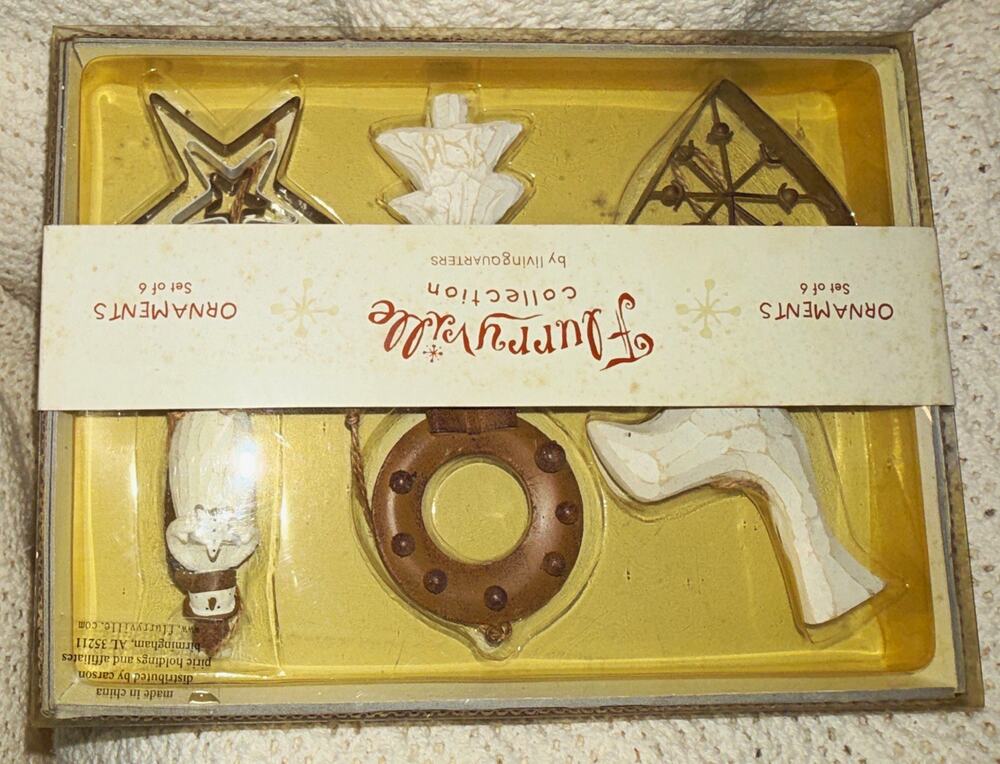 NOS Flurryville Christmas Ornaments Set of 6 Multicolor Hanging